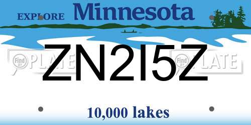 ZN2I5Z Minnesota License Plate