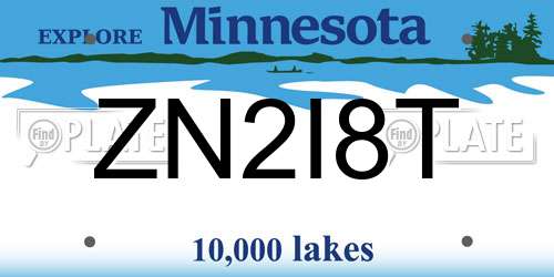 ZN2I8T Minnesota License Plate