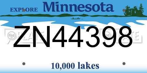 ZN44398 Minnesota License Plate