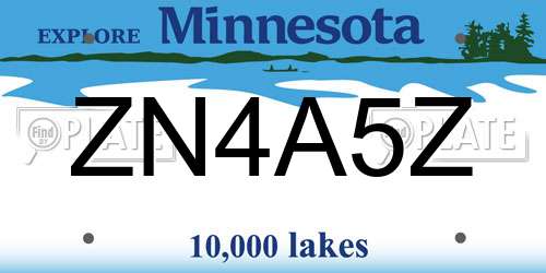 ZN4A5Z Minnesota License Plate
