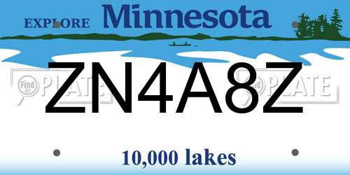 ZN4A8Z Minnesota License Plate