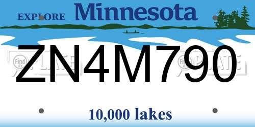 ZN4M790 Minnesota License Plate