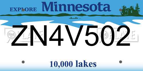 ZN4V502 Minnesota License Plate