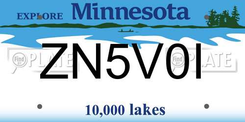 ZN5V0I Minnesota License Plate