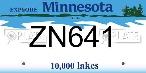 ZN641 Minnesota License Plate