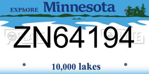ZN64194 Minnesota License Plate