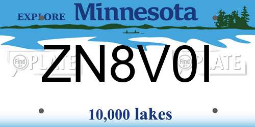 ZN8V0I Minnesota License Plate