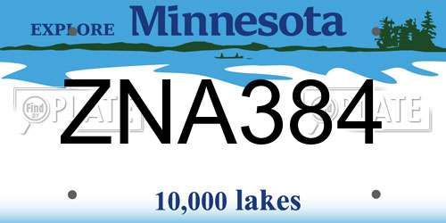 ZNA384 Minnesota License Plate