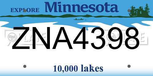 ZNA4398 Minnesota License Plate