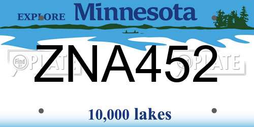ZNA452 Minnesota License Plate