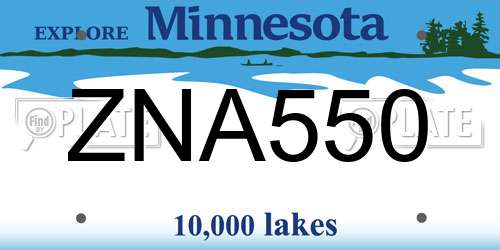 ZNA550 Minnesota License Plate