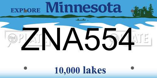 ZNA554 Minnesota License Plate