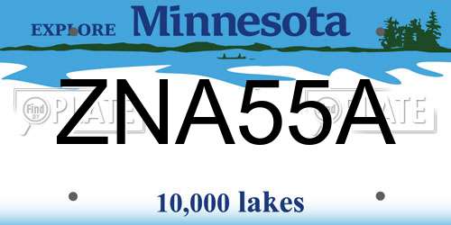 ZNA55A Minnesota License Plate