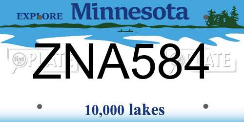ZNA584 Minnesota License Plate