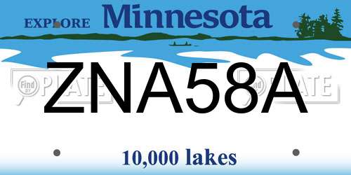 ZNA58A Minnesota License Plate