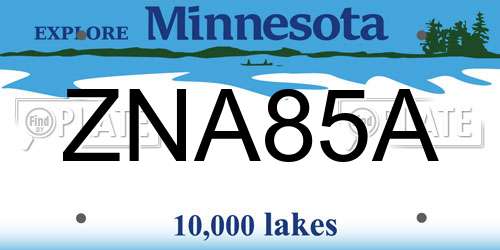ZNA85A Minnesota License Plate