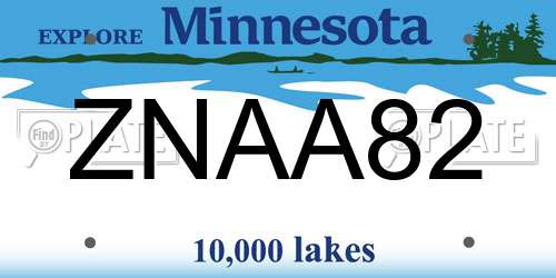 ZNAA82 Minnesota License Plate