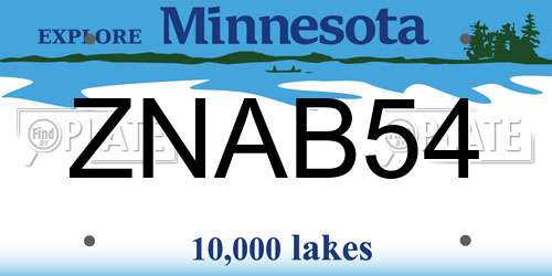 ZNAB54 Minnesota License Plate