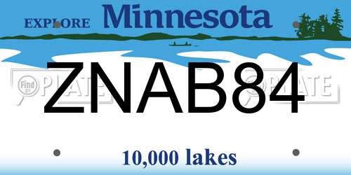 ZNAB84 Minnesota License Plate