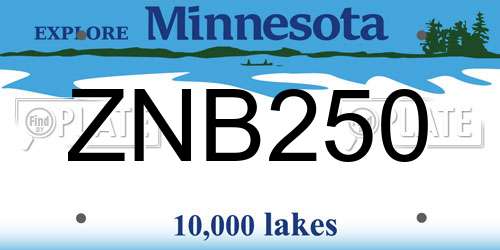 ZNB250 Minnesota License Plate