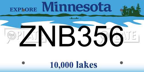 ZNB356 Minnesota License Plate