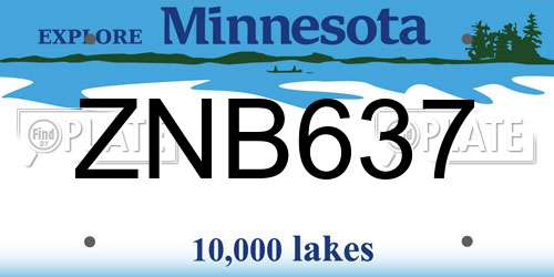 ZNB637 Minnesota License Plate