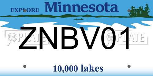 ZNBV01 Minnesota License Plate
