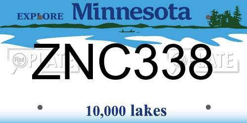ZNC338 Minnesota License Plate