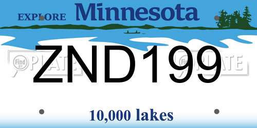ZND199 Minnesota License Plate