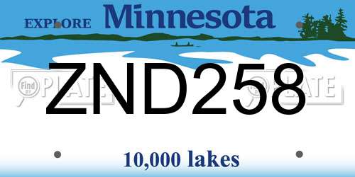 ZND258 Minnesota License Plate