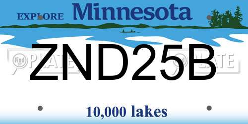 ZND25B Minnesota License Plate