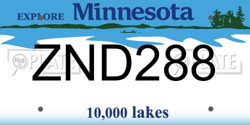 ZND288 Minnesota License Plate