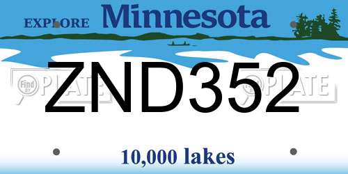 ZND352 Minnesota License Plate