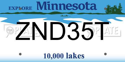 ZND35T Minnesota License Plate