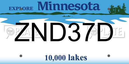 ZND37D Minnesota License Plate