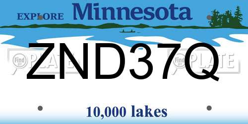 ZND37Q Minnesota License Plate