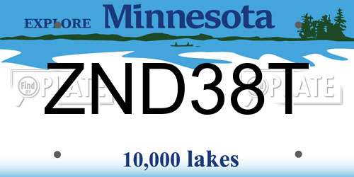 ZND38T Minnesota License Plate