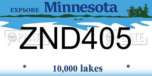 ZND405 Minnesota License Plate