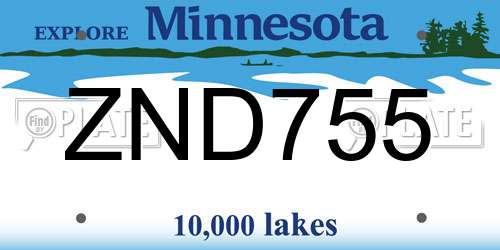 ZND755 Minnesota License Plate