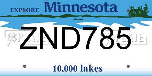 ZND785 Minnesota License Plate