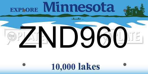 ZND960 Minnesota License Plate