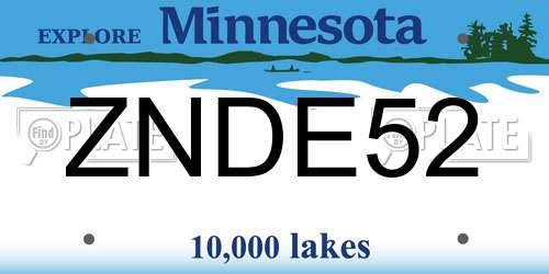 ZNDE52 Minnesota License Plate