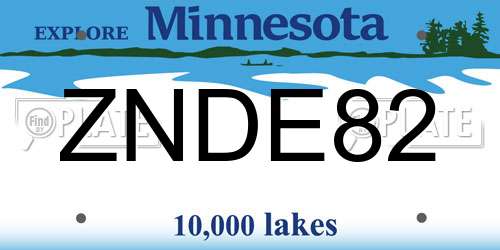 ZNDE82 Minnesota License Plate
