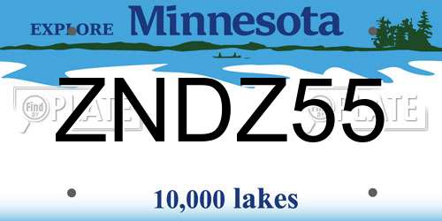 ZNDZ55 Minnesota License Plate