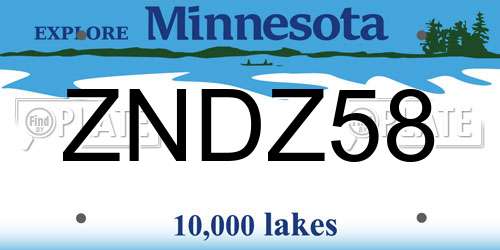 ZNDZ58 Minnesota License Plate