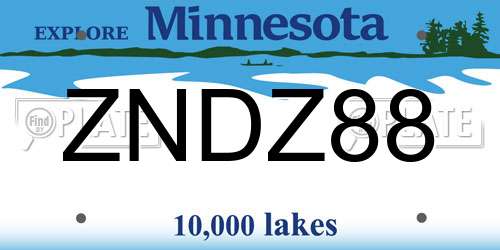 ZNDZ88 Minnesota License Plate