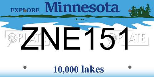 ZNE151 Minnesota License Plate