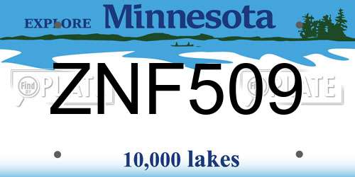 ZNF509 Minnesota License Plate