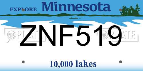 ZNF519 Minnesota License Plate