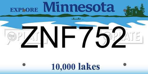 ZNF752 Minnesota License Plate